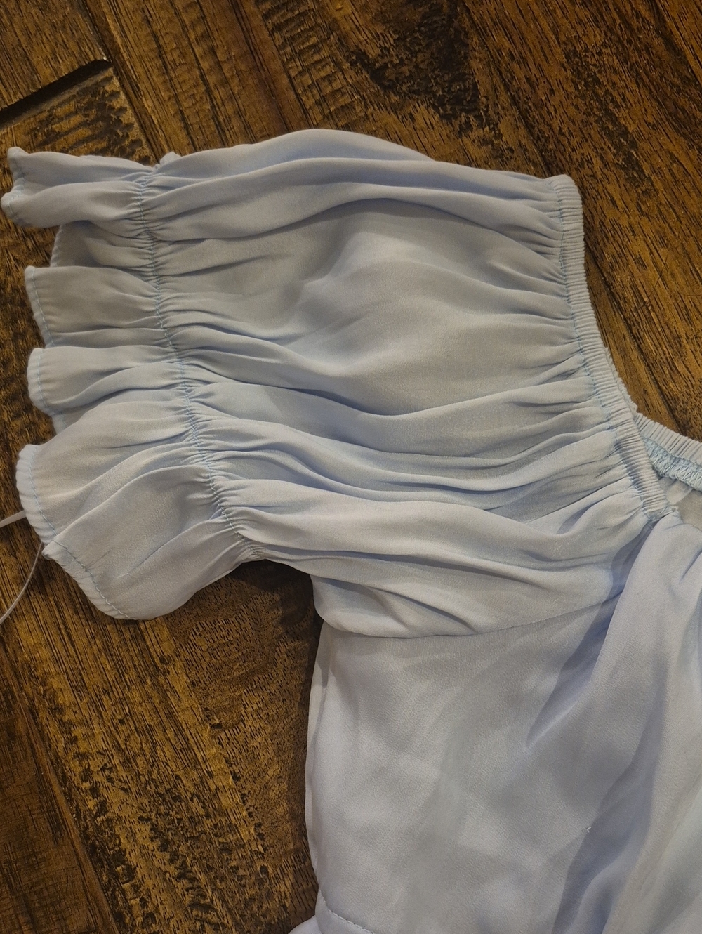 Light Blue Off-Shoulder Ruffle Crop Top - Picture 3 of 4
